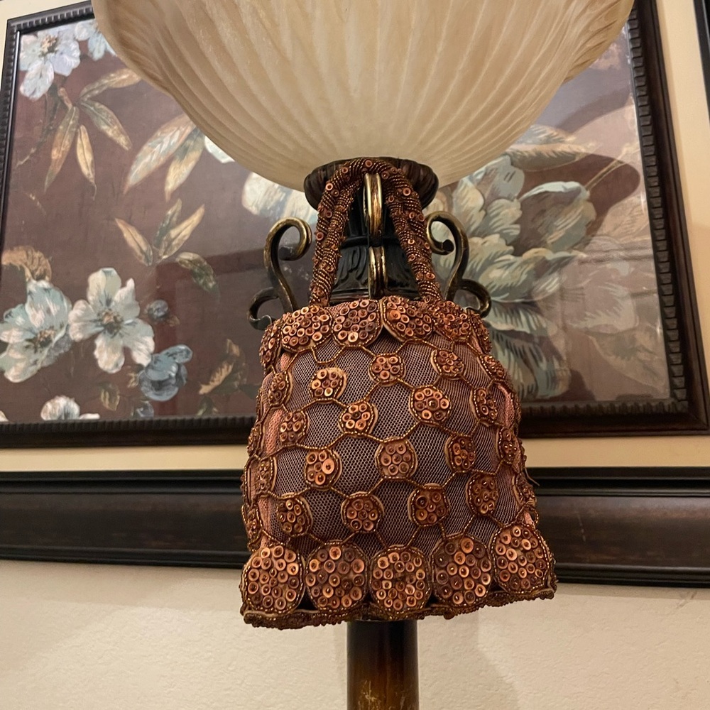 Vintage Chista New YorjBrown Beaded Handbag please check or picture of condition